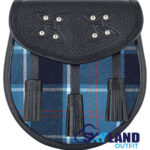 US Navy Tartan Sporran Black Leather Scottish Sporran