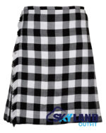 White, Black Rob Roy Tartan 8 Yard Kilt Traditional Scottish Kilt