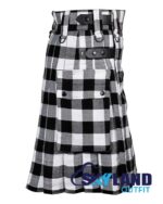 White & Black Rob Roy Tartan Kilt – Modern Utility Kilts - Image 2