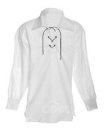 White Jacobite ghillie kilt shirt full sleeve Jacobean style shirt