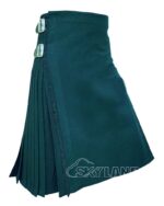Solid Green Tartan 8 Yard Kilt - Traditional Scottish Kilt for Men - Image 2
