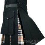 Campbell Thompson tartan hybrid utility kilt with black cotton body