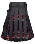 Black Denim Black Stewart Tartan Hybrid Utility Kilt - Image 2