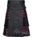 Black denim Black Stewart tartan hybrid utility kilt