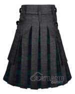 Black Denim Black Watch Tartan Hybrid Utility Kilt - Image 2
