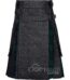 Black denim Black Watch tartan hybrid utility kilt