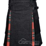 MacGregor tartan hybrid utility kilt with black denim body