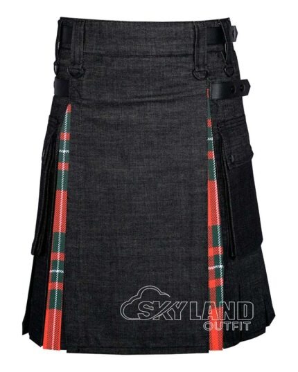 MacGregor tartan hybrid utility kilt with black denim body