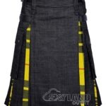 MacLeod of Lewis tartan hybrid utility kilt with black denim body