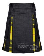 MacLeod of Lewis tartan hybrid utility kilt with black denim body