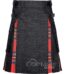 Man in Royal Stewart tartan black denim hybrid utility kilt