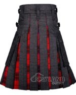 Scottish Rose Tartan Hybrid Utility Kilt | Black Denim - Image 3