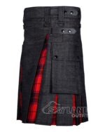 Scottish Rose Tartan Hybrid Utility Kilt | Black Denim - Image 2