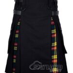 Buchanan tartan hybrid utility kilt with black cotton body