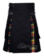 Buchanan tartan hybrid utility kilt with black cotton body