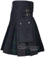 Black Watch Tartan Hybrid Utility Kilt | Black Cotton Kilts - Image 2