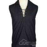 Black Jacobite ghillie kilt shirt sleeveless polycotton Jacobean style