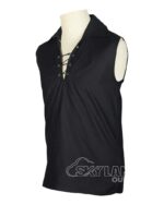 Black Jacobite Ghillie Kilt Shirt | Sleeveless Cotton Jacobean - Image 2