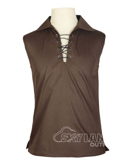 Brown Jacobite ghillie kilt shirt sleeveless polycotton Jacobean style