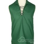 Green Jacobite ghillie kilt shirt sleeveless polycotton Jacobean style