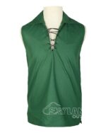 Green Jacobite ghillie kilt shirt sleeveless polycotton Jacobean style
