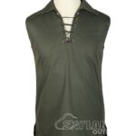 Olive green Jacobite ghillie kilt shirt sleeveless polycotton Jacobean style