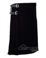 Solid Black Tartan 8 Yard Kilt - Traditional Scottish Kilt for Men - Image 2